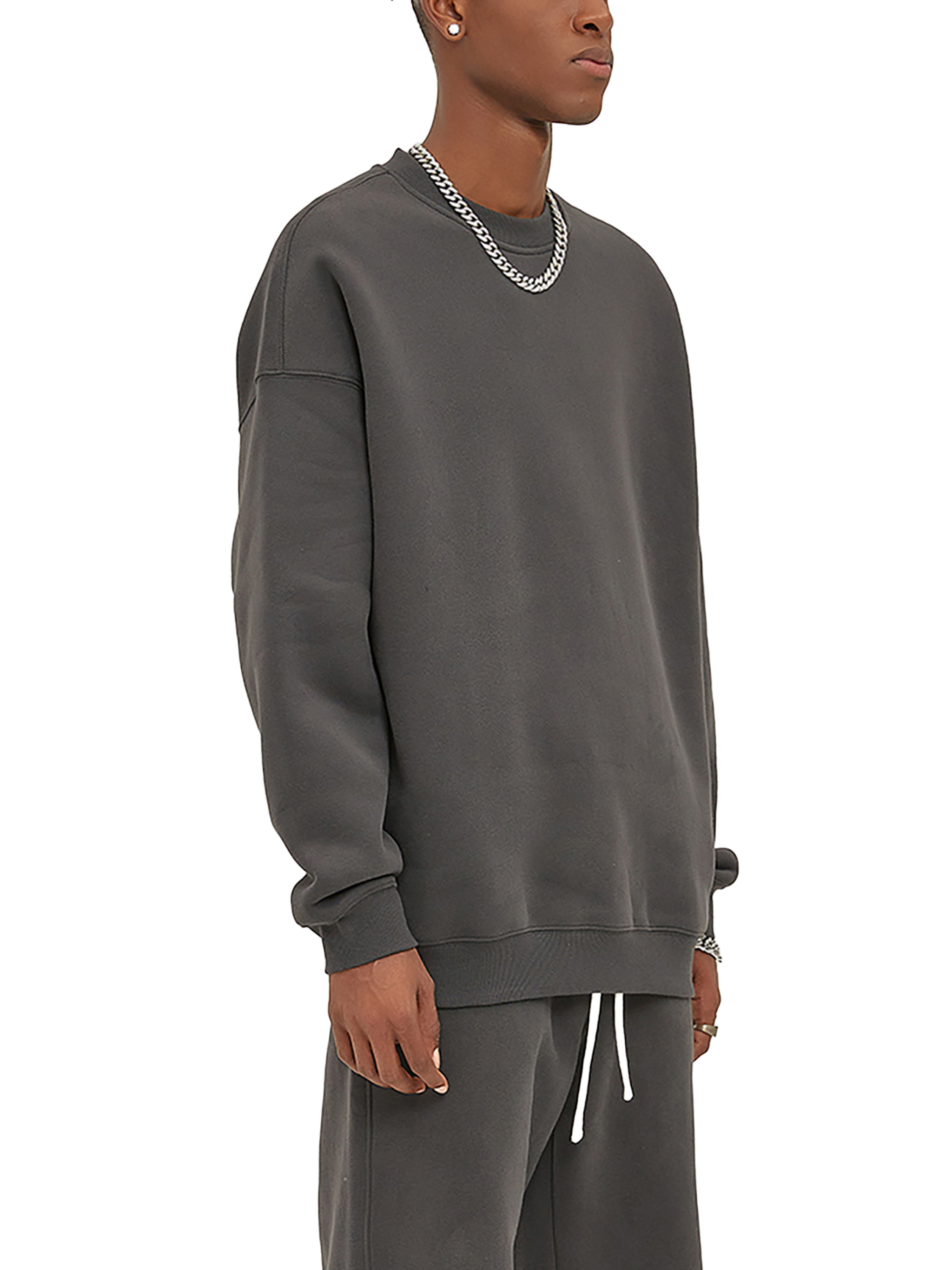 Streetwear Solid Color Fleece Pullover - Print On Demand